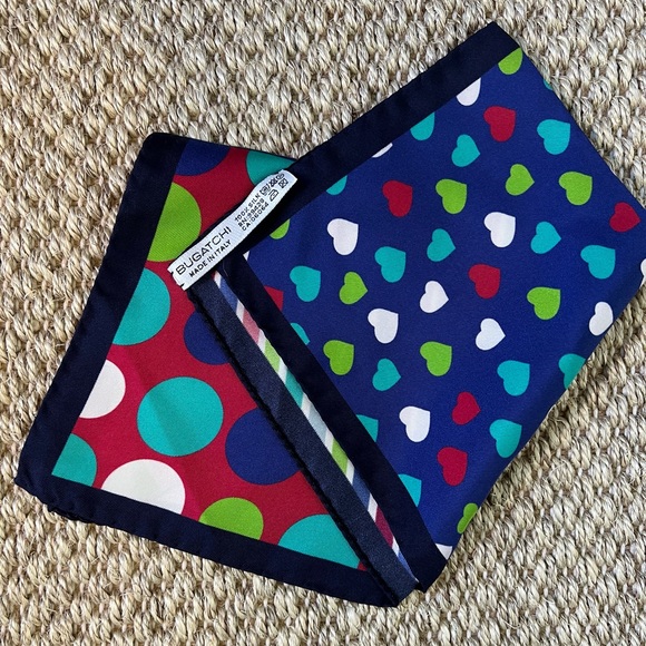Bugatchi pocket square, 4 in 1 patterns. 100% silk, made in Italy - Picture 3 of 3